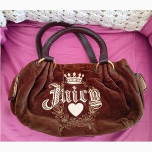 Juicy Couture Brown Velvet Shoulder Bag